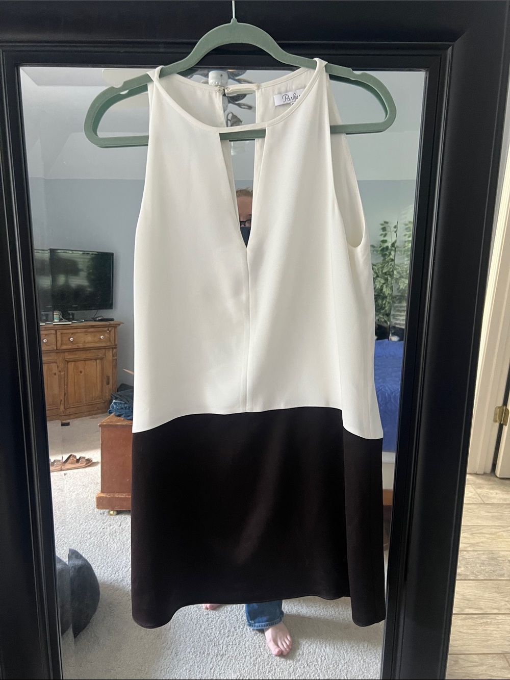 Parker Sleeveless Colorblock Midi Dress in White and Black